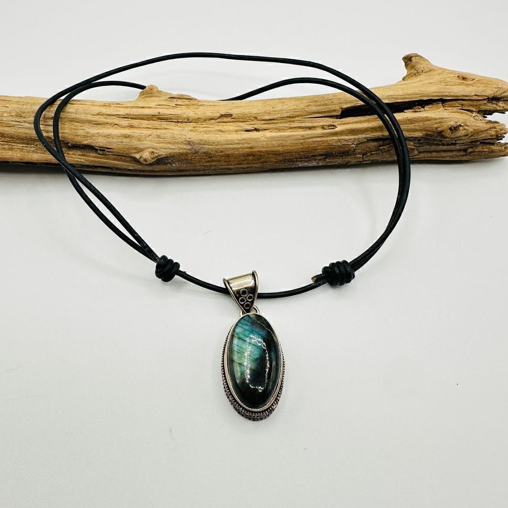 Labradorite Sterling Silver Pendant Necklace